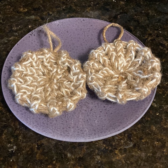 Dish Scrubbie Scrubber Rounds Natural Jute and Cotton Handmade in USA Set of 2 - Picture 4 of 10